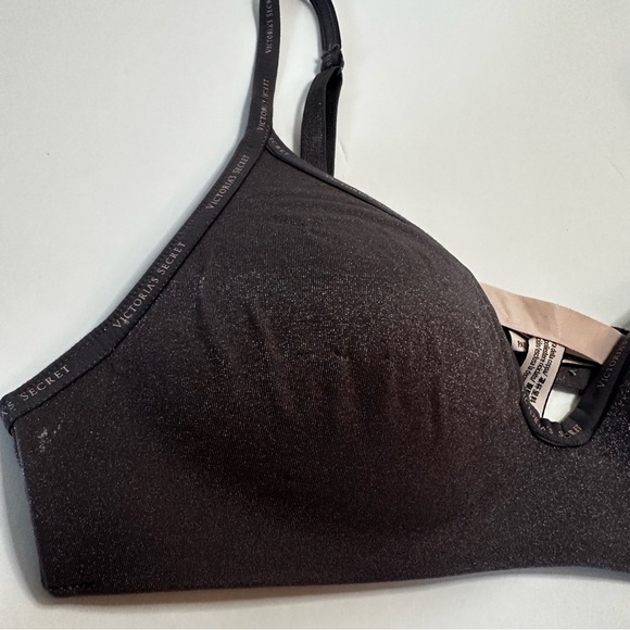 Victoria’s Secret T-Shirt Lightly Lined Wireless Bra 34A Glitter Black - Picture 2 of 10